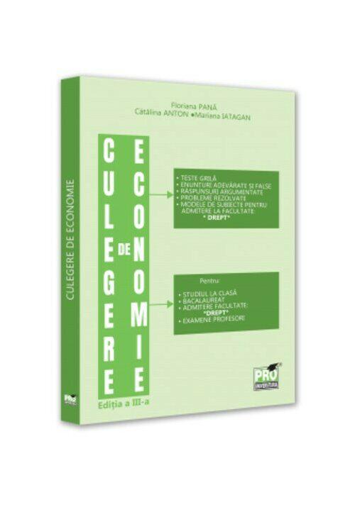 Culegere de economie pentru admiterea la Facultatea de Drept - coperta