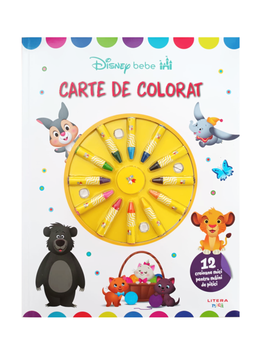 Disney Bebe Carte de colorat 12 creioane mici pentru maini de pitici - coperta