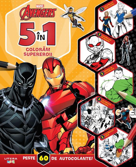 Disney Marvel Avengers 5 in 1 Coloram supereroii Peste 60 de autocolante  - coperta