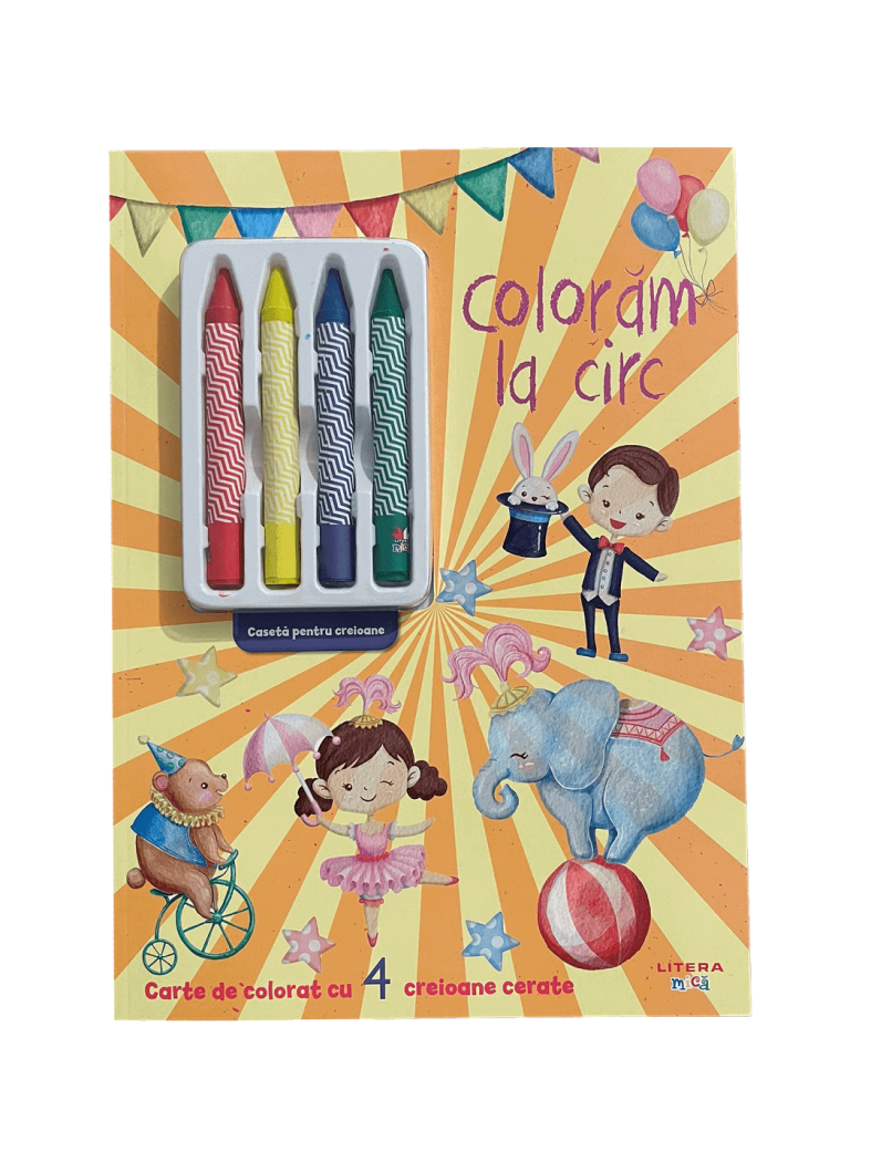 Coloram la circ Carte de colorat cu 4 creioane cerate - coperta