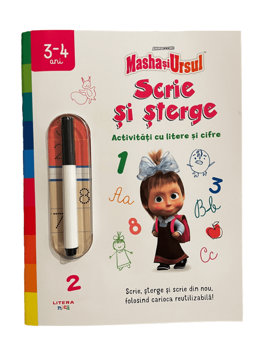 Masha si Ursul Scrie si sterge Activitati cu litere si cifre - coperta