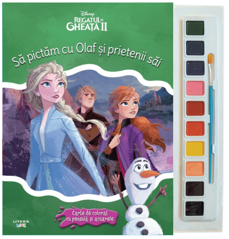 Disney Regatul de gheata II Sa pictam cu Olaf si prietenii sai Carte de colorat cu pensula si acuarele - coperta