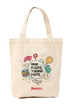 Sacosa eco bumbac Going places turning pages - coperta