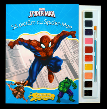 Spider man Sa pictam cu Spider Man Carte de colorat cu pensula si acuarele - coperta