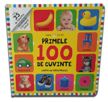 Bebe invata Primele 100 de cuvinte Carte cu ferestruici - coperta