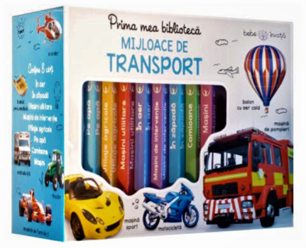Cutie Prima mea biblioteca Mijloace de transport Bebe invata 8 carticele  - coperta