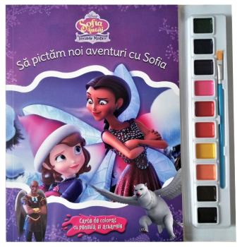 Disney Sofia Intai Insulele Mistice Sa pictam noi aventuri cu Sofia Carte de colorat cu pensula si acuarele - coperta
