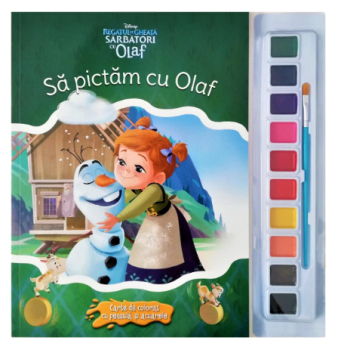 Disney Regatul de gheata Sarbatori cu Olaf Sa pictam cu Olaf Carte de colorat cu pensula si acuarele - coperta