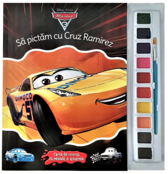 Disney Masini 3 Sa pictam cu Cruz Ramirez Carte de colorat cu pensula si acuarele - coperta