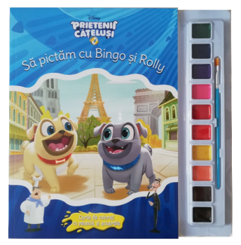 Disney Prietenii Catelusi Sa pictam cu Bingo si Rolly Carte de colorat cu pensula si acuarele - coperta