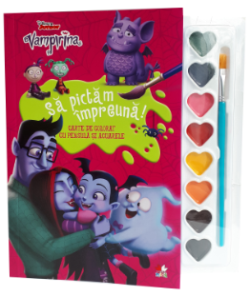 Disney Vampirina Sa pictam impreuna Carte de colorat cu pensula si acuarele - coperta