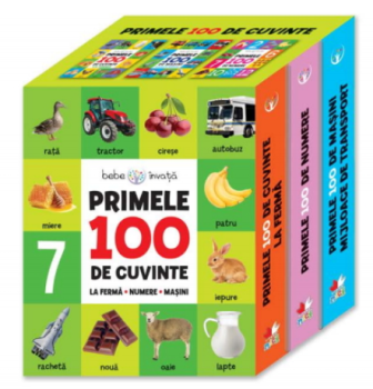 Cutie Bebe invata Primele 100 de cuvinte La ferma numere masini - coperta