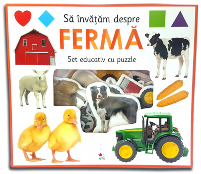 Sa invatam despre ferma Set educativ cu puzzle - coperta