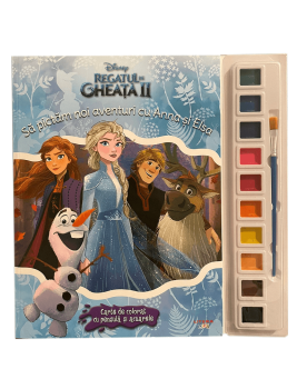 Disney Regatul de gheata II Sa pictam noi aventuri cu Anna si Elsa Carte de colorat cu pensula si acuarele - coperta