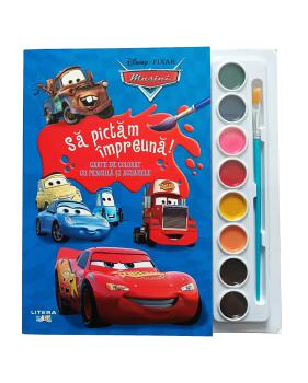 Disney Masini Sa pictam impreuna Carte de colorat cu pensula si acuarele - coperta