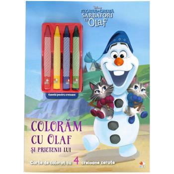 Disney Regatul de gheata Sarbatori cu Olaf Coloram cu Olaf si prietenii lui contine 4 creioane cerate  - coperta