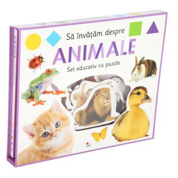 Sa invatam despre animale Set educativ cu puzzle - coperta