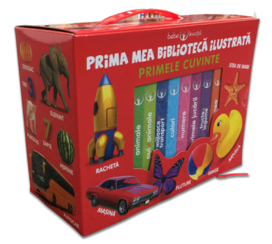 Cutie Prima mea biblioteca ilustrata Primele cuvinte Bebe invata 8 carticele  - coperta