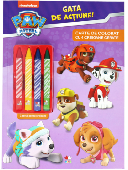 Patrula Catelusilor Gata de actiune contine 4 creioane cerate  - coperta