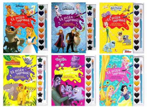 Pachet Carte de colorat cu pensula si acuarele format mic  - coperta