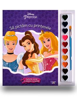 Disney Printese Sa pictam cu printesele Carte de colorat cu pensula si acuarele - coperta