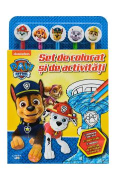 Patrula Catelusilor Set de colorat si de activitati contine 5 creioane si 5 radiere  - coperta