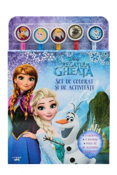 Disney Regatul de gheata Set de colorat si de activitati contine 5 creioane si 5 radiere  - coperta