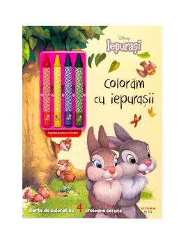 Disney Iepurasi Coloram cu iepurasii contine 4 creioane cerate  - coperta