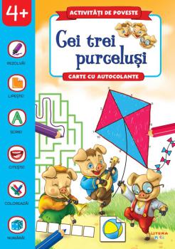 Activitati de poveste Cei trei purcelusi Carte cu autocolante - coperta