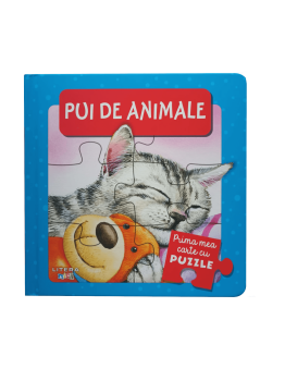 Prima mea carte cu puzzle Pui de animale - coperta