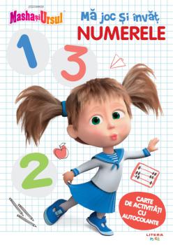 Masha si Ursul Ma joc si invat Numerele Carte de activitati cu autocolante - coperta